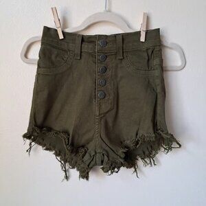 Royalty Olive Green Short Shorts Size S New Without Tags Button Fly Closure
